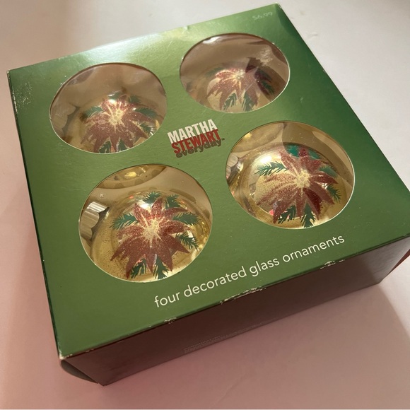 Set of 4 Christmas Ornaments with Poinsettias by Marta Stewart - Picture 9 of 14